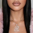 Collier initial en cristal et diamant