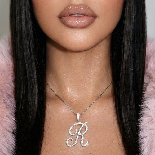 Collier initial en cristal et diamant