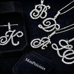 Collier initial en cristal et diamant