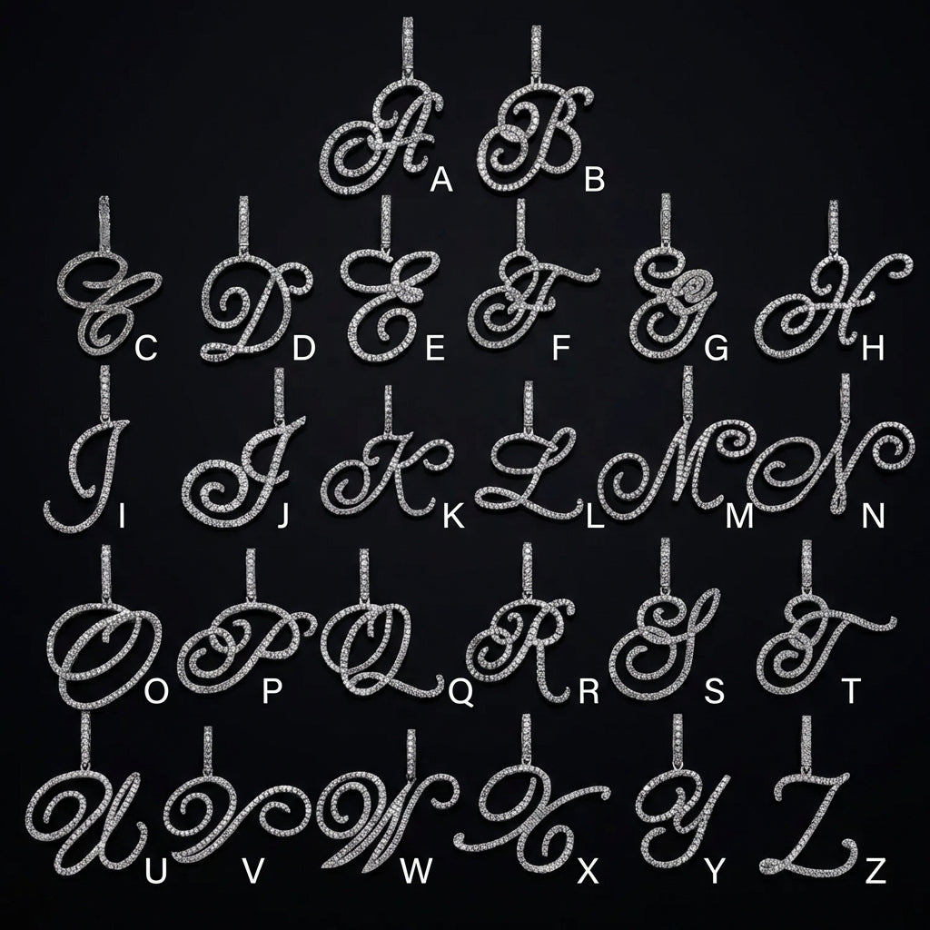 Collier initial en cristal et diamant