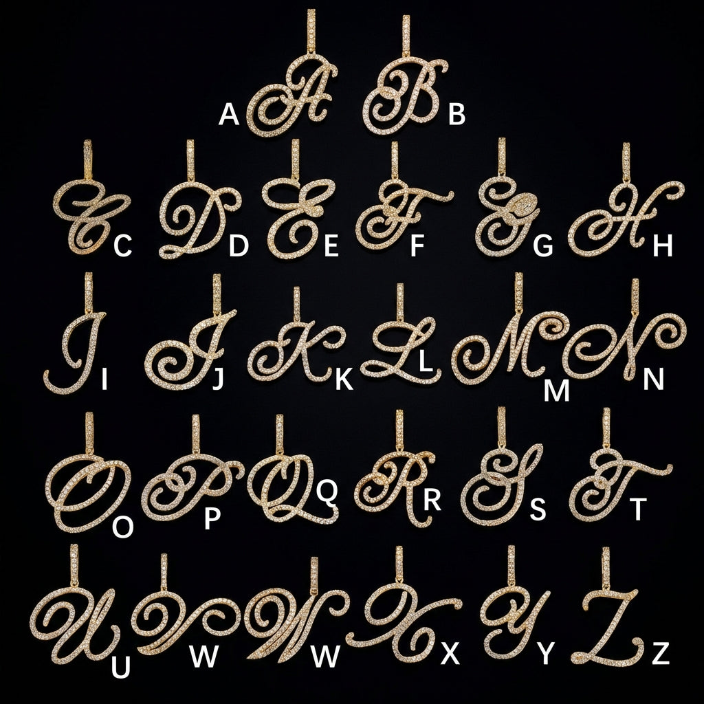 Collier initial en cristal et diamant