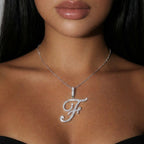 Collier initial en cristal et diamant