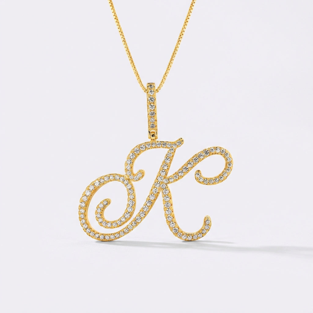 Collier initial en cristal et diamant