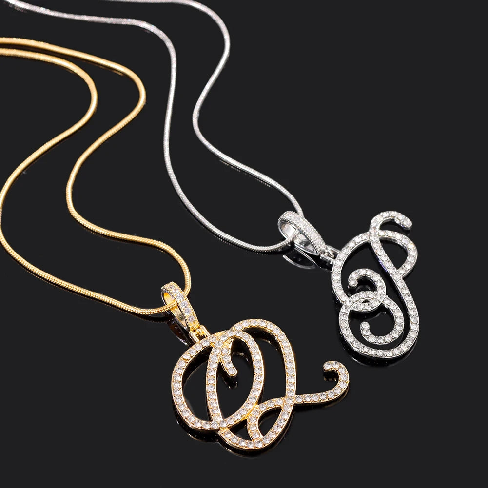 Collier initial en cristal et diamant